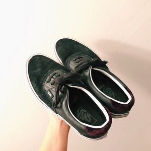 Black leather & velvet vans